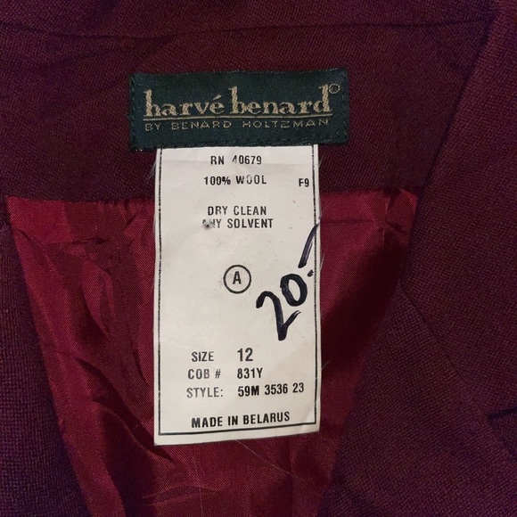 Harve Bernard long wool coat women’s size 12 maroon lightweight old money - Picture 3 of 8